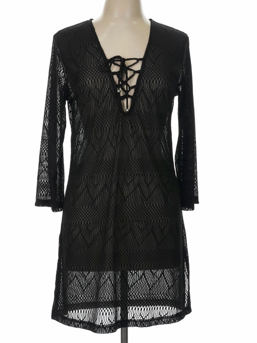 Pacific Beach Black Sheer Lace cover up